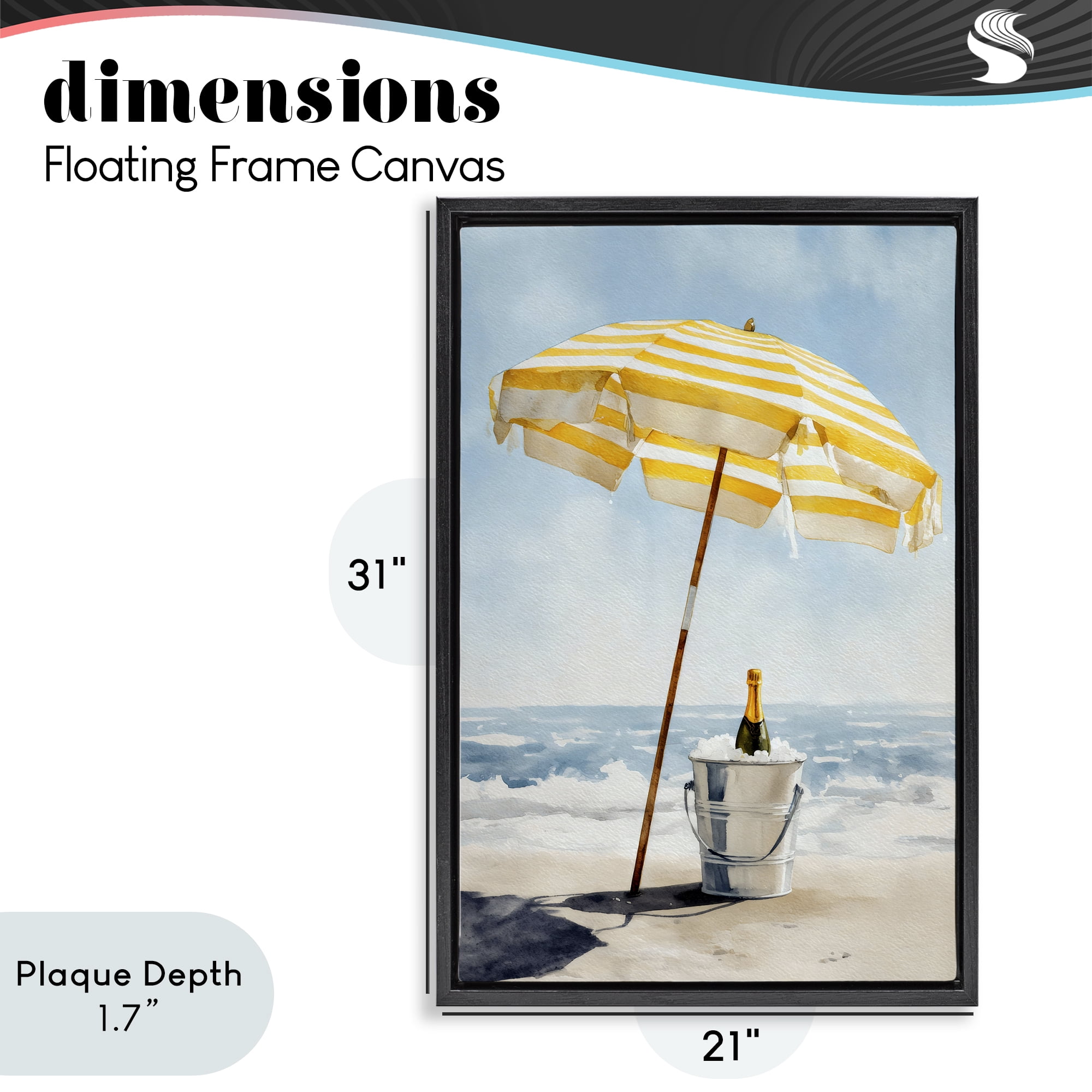 Stupell Industries Sunshine Celebration at Seaside Black Framed Floater Canvas Wall Art, design by Petal Prints Design