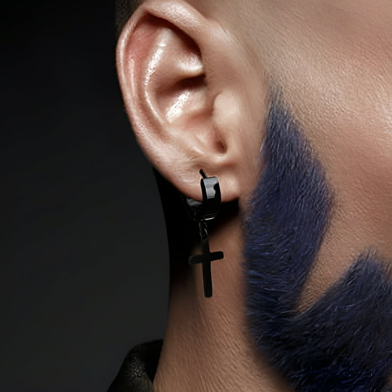 Men with cross earring clearance