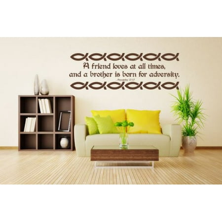 Little Brother Green Car - A Friend Loves at all Times and a Brother is Born for Adversity - Proverbs 17:17 Wall Decal - wall sticker, Christian quotes and sayings - W5172 - White, 16n x 5in