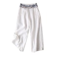 thumbnail image 4 of Pantalones de algodón y lino de estilo chino Pantalones de pierna ancha Pantalones de algodón y lino de pierna recta Nuevo estilo chino Bordado artístico Ropa de té zen Pantalones de mujer, 4 of 5