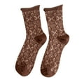 thumbnail image 2 of Dailypoc Ankle Socks for Women Crew Socks for Women Women Vintage Striped Wool Socks, Fall Winter Warm Hiking Crew Knit Soft Socks 1 Pair,Coffee,One Size, 2 of 3