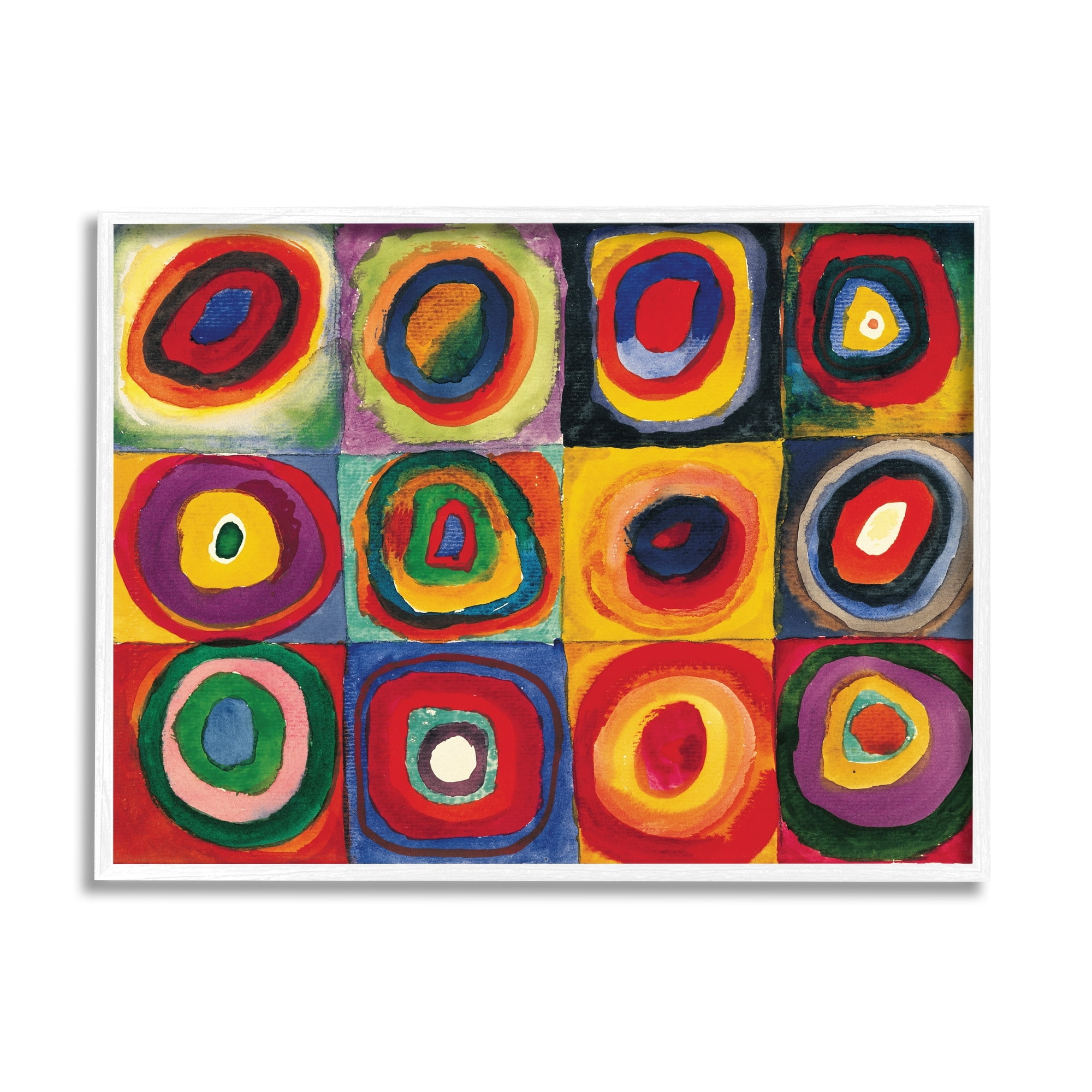 Stupell Industries Modern Circle Shapes Aligned Abstract Swirl Pattern Painting White Framed Art Print Wall Art, Design by Wassily Kandinsky