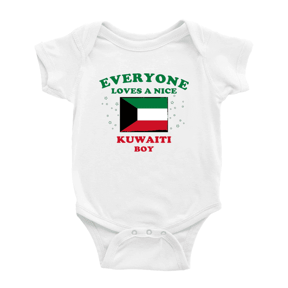 Everyone Loves a Nice Kuwaiti Boy Cute Baby Romper Bodysuit For Boy Girl (White, 0-3 Months)