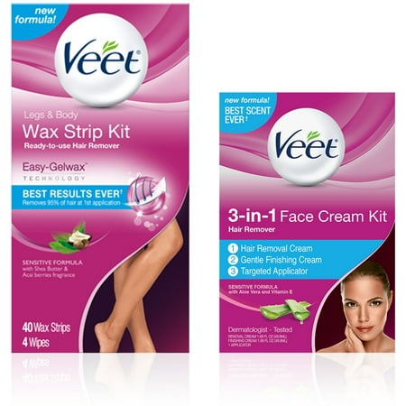 6 Pack Veet Hair Remover Kit With Wax Strips For Leg Body 40