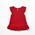 thumbnail image 2 of LLYWEY Toddler Girls Ruffle Tops, Baby Girl Linen Ruffles Hem Sleeveless T-Shirts, Kids Solid Color Keyhole Back Summer Round Neck Sleeveless Loose Casual Blouses Shirts, Style-T-12, Red, 3T, 2 of 9
