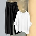 thumbnail image 4 of Mifsaly Linen 2 Piece Set for Women Flowy V-Neck Top Oversized Wide Leg Pants Lightweight Breathable Vacation Loungewear 2026 Summer Matching Outfits XXL, 4 of 5