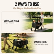 TouHeart 2 Seater Wagon Stroller with Canopy, Folding Stroller Wagon for Kids, 220 lbs Capacity,Black