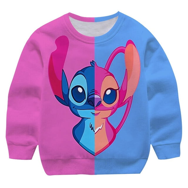 1-14 años niños niñas Stitch cuello redondo manga larga Hip Hop sudaderas niños ropa imprimir sudaderas con capucha Otoño Invierno Pullovers10T Gao Jinjia LED