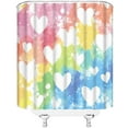 thumbnail image 3 of Valentine''s Day Shower Curtain Rainbow Love Romantic Colorful Watercolor Hearts Happy Holiday Fabric Bathroom Decor Set with Hooks(72" Wx84 H), 3 of 3