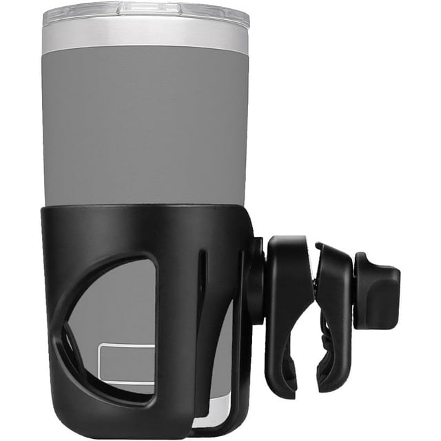 New Stroller, Bicycle, Scooter, Kayak Cup Holder Compatible with Yeti Rambler 10-40 Oz. Models. Super Secure. 360 Degrees Rotatable. Anti-Shake Spill Resistant. (Black)