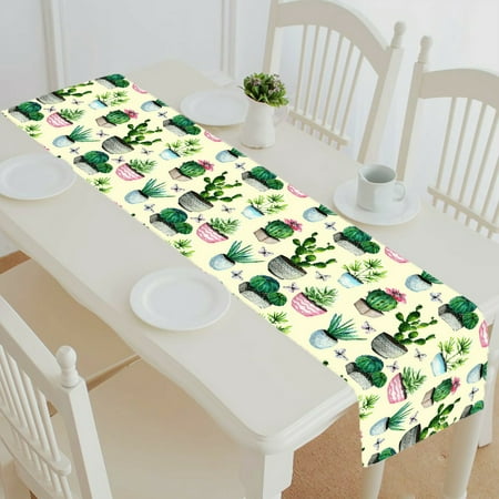 

ECZJNT Watercolor Cactus Succulent Vintage Cactus table runner table cloth tea table cloth 16x72 inch