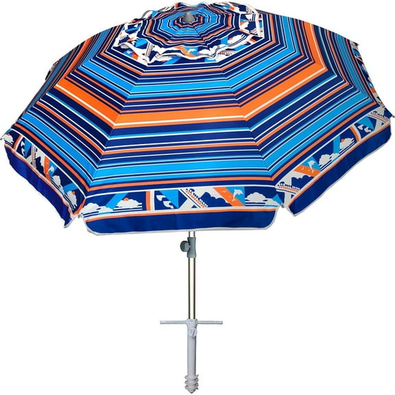 7ft Heavy Duty High Wind Beach Umbrella Parasols with sand anchor & Tilt Sun Shelter, UV 50 Protection Outdoor Sunshade Umbrellas Carry Bag for Patio Garden Pool Backyard Multicolor