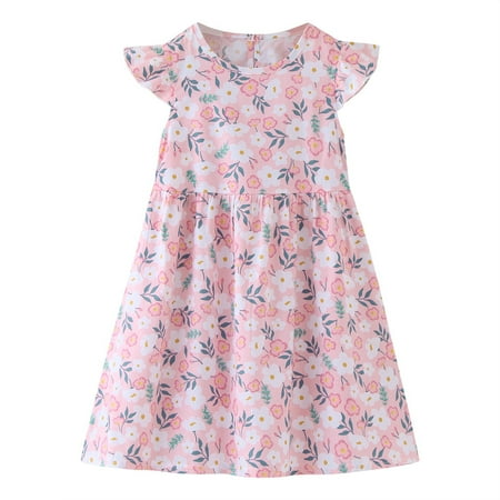 

Toddler Baby Girl Princess Dress Kids Children Girls Summer Flying Sleeve Flower Prints Princess Dress Fashion Cute Girls Dress Up Clothes 18-24 Months