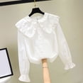 thumbnail image 5 of lnmuld Elegant Girls Summer Tops Long Sleeve Party Blouse Ruffled Button Down Shirt for School and formal Occasions Size:10-11 Years, 5 of 9