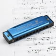thumbnail image 4 of 10-Hole Diatonic C Key Harmonica with Food-Grade ABS Comb, Phosphor Bronze Reeds & Stainless Steel Chrome Mirror Cover - Portable Musical Instrument for Blues/Folk/Jazz with Storage Case & Cleaning, 4 of 6
