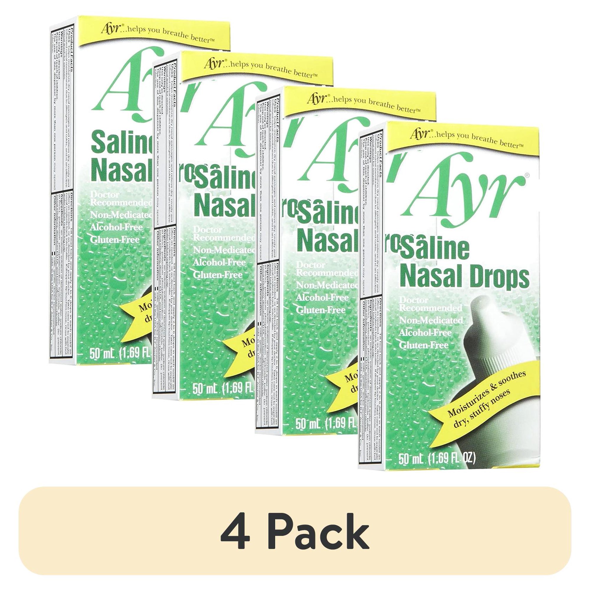 (4 pack) Ayr Saline Nasal Drops , 1.69 Oz