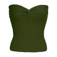 thumbnail image 2 of WREESH Womens Tube Top Fashion Strapless Strapless Bra Solid Color Threaded Knitted Top Army Green, 2 of 5
