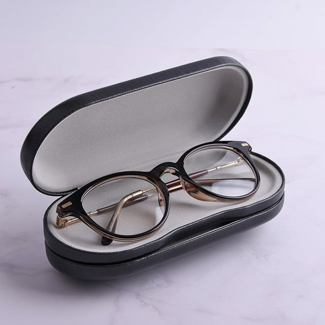 2-in-1 Double Sided Portable Eyeglasses Storage Case with Built-in Mirror Contact Lens Container Dispenser Personal Eyes Care Black Type 1