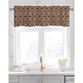 thumbnail image 2 of Geometric Brown Linen Curtain Valance for Bedroom/Bathroom/Kitchen/Office/Living/Dining Room Windows,Rustic Tribal Flower Ethnic Bohemian Rod Pocket Topper Drapes Decorative Cafe Drapery Panel 54x18, 2 of 6
