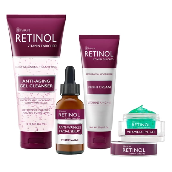 Retinol Anti-Aging Starter Kit – The Original Retinol For a Younger Look – [4] Conveniently Sized Products Perfect For Travel or First Time Try – Cleanse, Treat, Repair & Hydrate On-The-Go