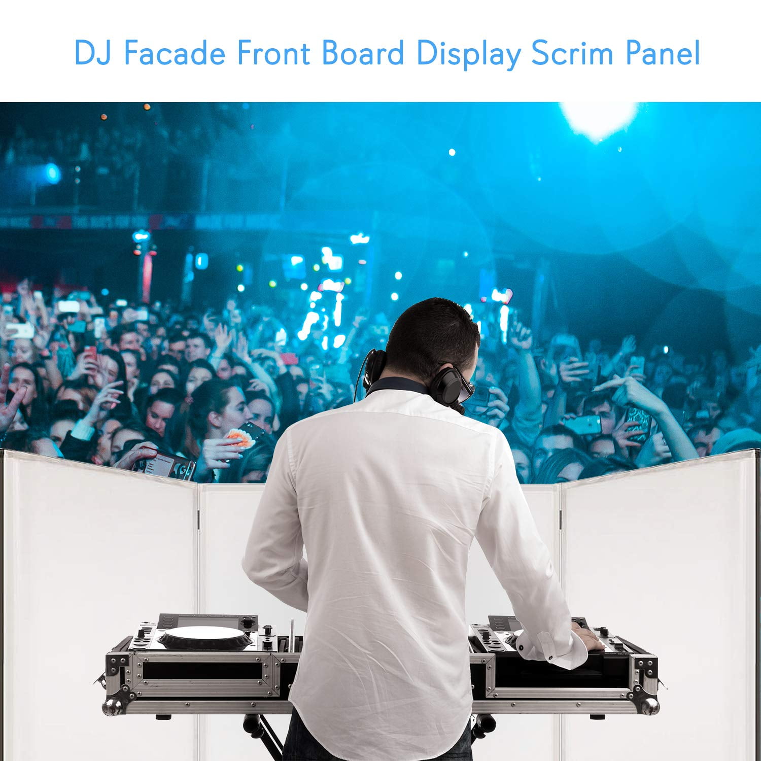 Portable Event Facade Front Board Video Light Projector Display Scrim Panel with Folding Steel Frame Stand Renewed 48x24.2x46 White Pyle DJ Booth Foldable Cover Screen PDJFAC12 Stretchable Material Portable Event Facade Front Board Video Light Projector Display Scrim Panel with Folding Steel Frame Stand Renewed 48x24.2x46 White Pyle DJ Booth Foldable Cover Screen PDJFAC12 Stretchable Material