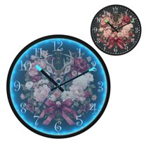 Voice Activated Clock with Glow Light 12 Inch Large Silent Wall Clock Battery Operated for Home Decor Beautiful and Detailed Deer