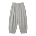 thumbnail image 4 of felwors Barrel Pants Women Cotton Palazzo High Waisted Balloon Pants Summer Casual Beach Boho Wide Leg Baggy Trousers Light Gray for Size L, 4 of 8