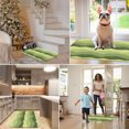 thumbnail image 4 of Layered Green Wavy Plush Flannel Bath Rug 16x24 Inches, Quick Dry Absorbent Non Slip Mat for Bathroom Sink Tub, 4 of 8