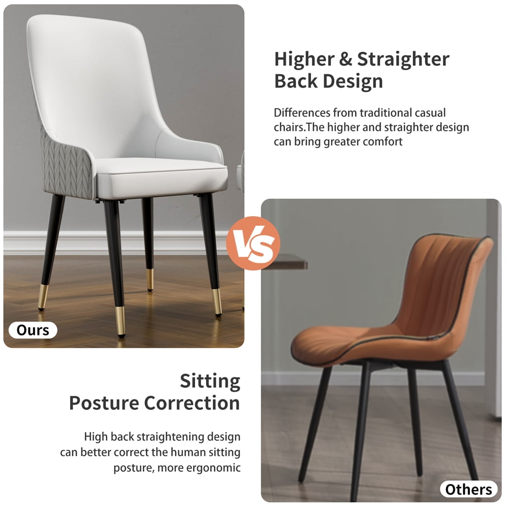 Wisfor Set of 2 Microfiber Leather Dining Chairs Soft Upholstered Kitchen Chairs Seat,Grey Colour