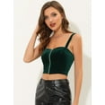 thumbnail image 4 of INSPIRE CHIC Top corto sin mangas de terciopelo con cremallera frontal para mujer Verde L, 4 of 5