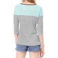 thumbnail image 3 of CamiseDe ManLarPaMujer bloque de colorrayas triple color simple Azul verde L, 3 of 5