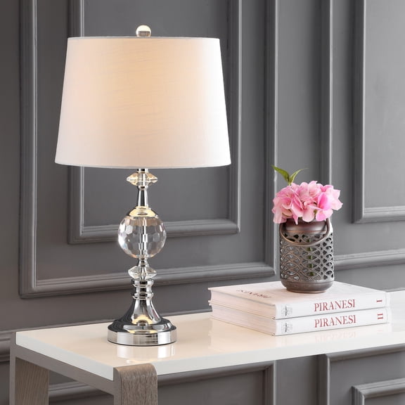 JONATHAN Y Channing 25.5" LED Crystal/Metal Table Lamp, Clear/Chrome