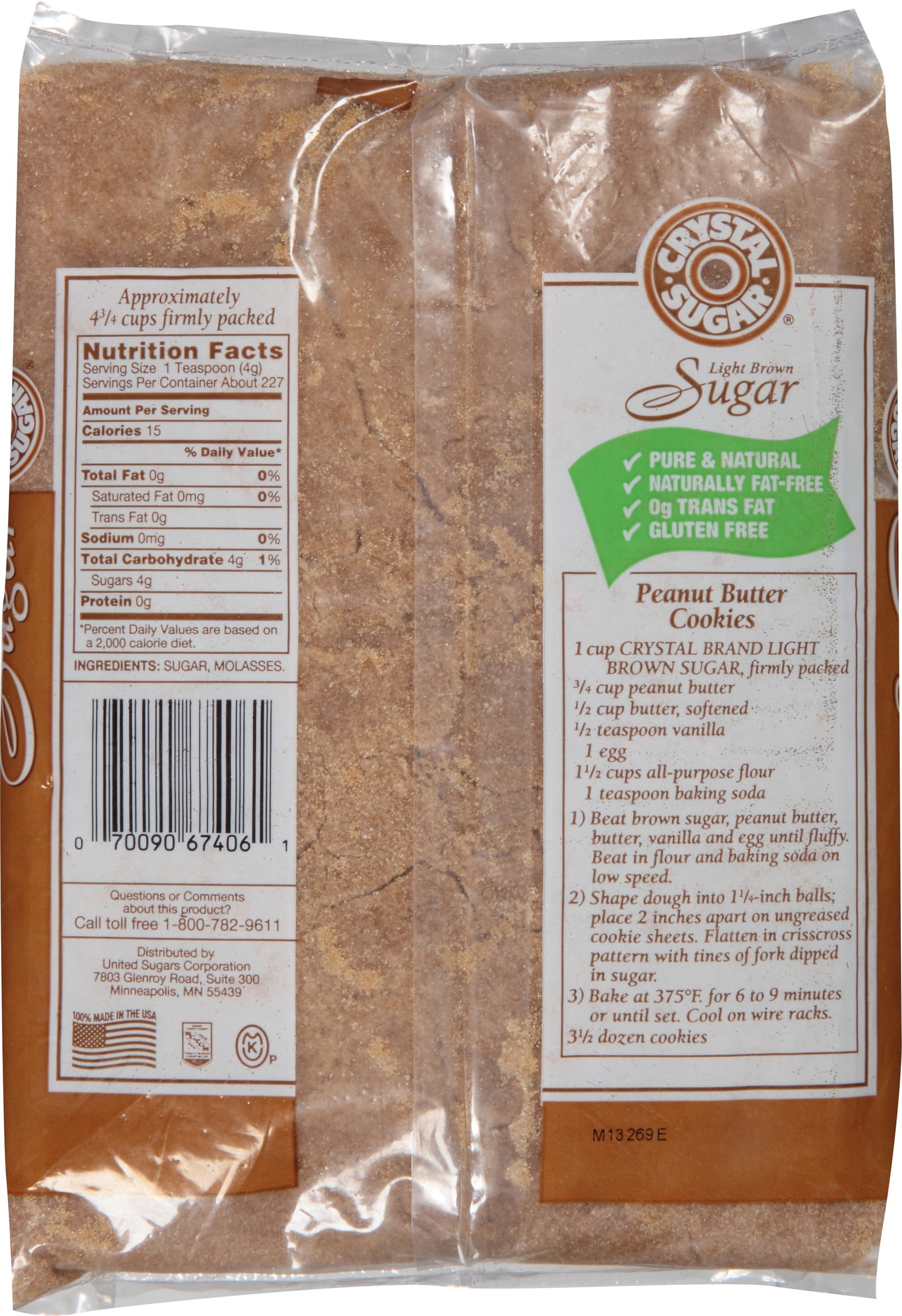 Crystal Sugar Light Brown Sugar, 2 lb Bag
