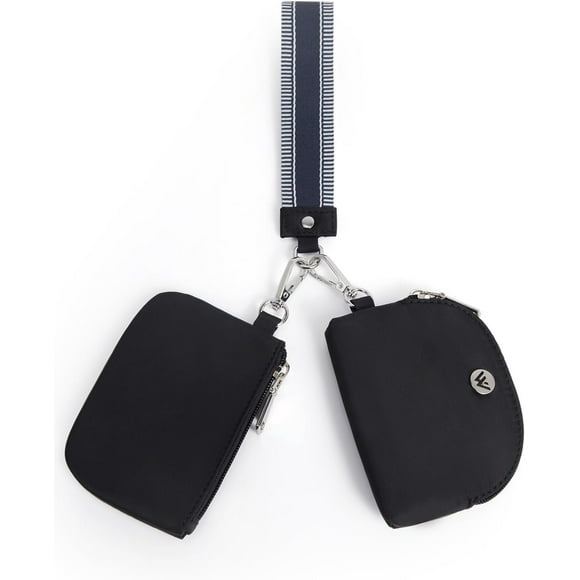 shiyou-Wristlet Keychain Wallets for Women Dual Pouch Wristlet Detachable Small Zipperd Coin Purse, Black, Coin Purse\u2026