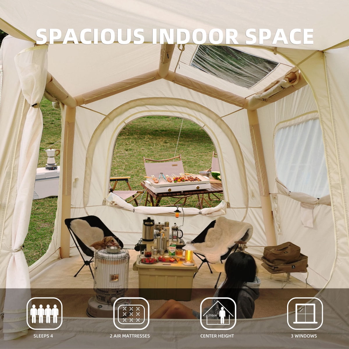 Inflatable SUV Tent for Camping, Easy Setup 4-Season Waterproof Oxford Air Glamping Tent for 4-6-8 Person, Tailgate Tent & Standalone Tent