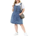 thumbnail image 5 of Agnes Orinda Women's Plus A Line Denim Overall Dress Midi Skirt, 5 of 7