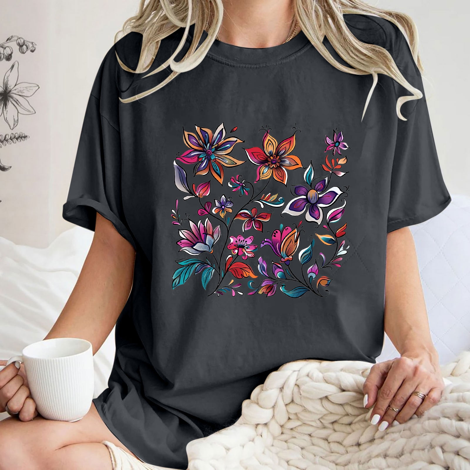 Women's Short Sleeve T Shirts Graphic T Shirts for Women Loose Fit Pack T Shirts for Women Graphic Womens Tops Plus Size