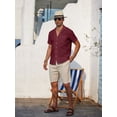 thumbnail image 3 of sogami Men's Linen Shirts Short Sleeve Hawaiian Button down Shirt with Pocket, 3 of 9