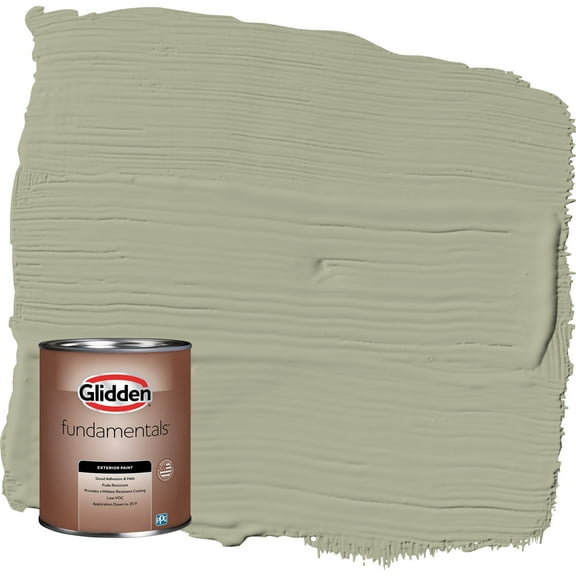 Glidden Fundamentals Photo Gray / Green Satin Exterior Paint, 1 Quart