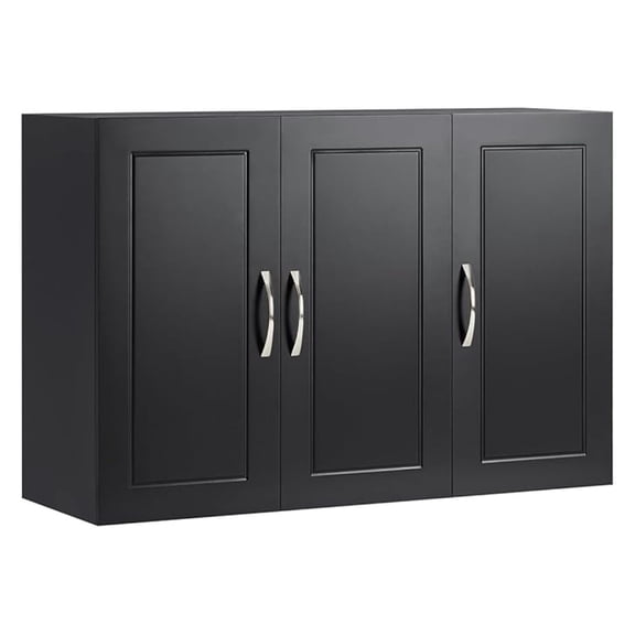 Wall Cabinet Laundry Room, Medicine Cabinet for Bathroom Kitchen Garage, 3 Doors Wall Storage Cabinet with Adjustable Shelf, Black FRG231-L-SCH