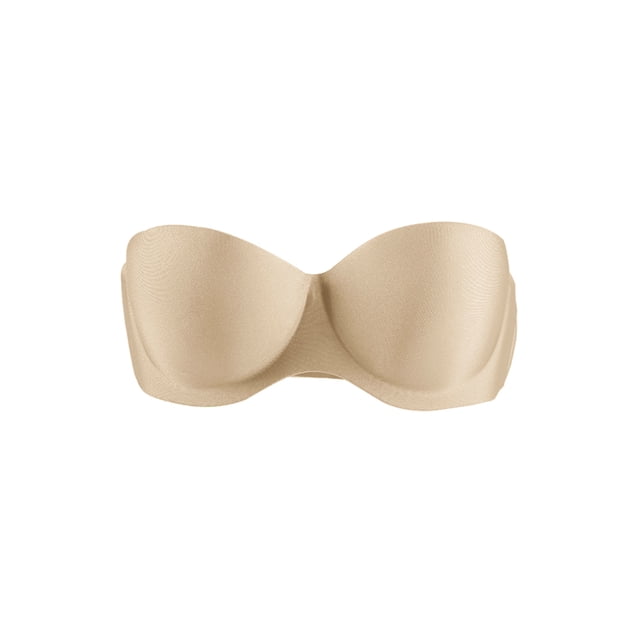 SOSTEN CHIC Mujeres Sin Tirantes Demi Copa Push Up Convertible Extensor Sin Aros Beige B