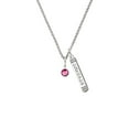 thumbnail image 2 of Delight Jewelry Crystal Hot Pink Channel Drop Silvertone Courage Strength Wisdom Honesty Bar Charm Necklace, 23", 2 of 4