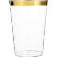 thumbnail image 4 of 100 Gold Plastic Cups 12 Oz Clear Plastic Cups Tumblers Gold Rimmed Cups Fancy Disposable Wedding Cups Elegant Party Cups with Gold Rim, 4 of 9