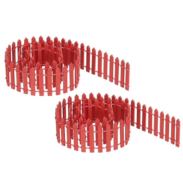Unique Bargains Clôture de Jardin Miniature, Clôture de Piquet Décorative de 35 Pouces de Long, Rouge, Lot de 2