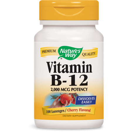 Nature's Way Vitamin B-12 2,000 mcg Potency Lozenges, Cherry flavored, 100 (Best Way To Take B12 Pills)