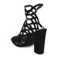 thumbnail image 3 of New Women HOTSOLES Ferret Faux Suede Peep Toe Caged Block Heel Sandal, 3 of 5
