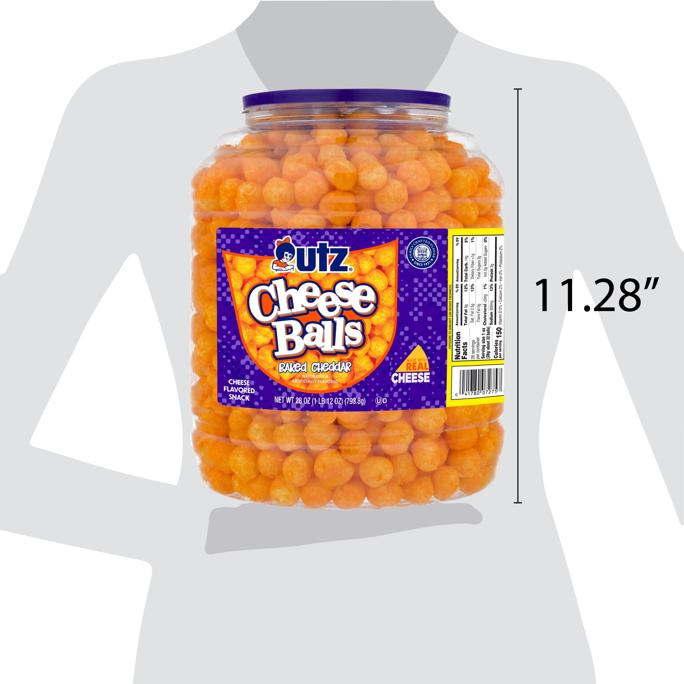 Utz Baked Cheddar Cheese Balls, 28 oz Barrel