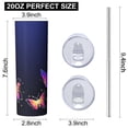 thumbnail image 3 of Butterfly 20 Oz Stainless Steel Skinny Tumbler – Vacuum Insulated Slim Travel Cup with Lid & Stainless Steel Straw, 360° Full Wrap Printed Tumbler for Home, Office & Outdoor Use, Spring, 3 of 6
