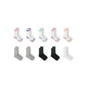 Athletic Works Girls Cushioned Crew Socks ,10 Pack, Size S (6-10.5)-L (4-10)