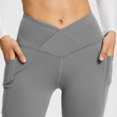 thumbnail image 4 of Women's Bootcut Yoga Pants Workout Flare Leggings High Waisted Crossover Lounge Bell Bottom Dress Pants with Pockets, 4 of 5